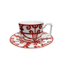 Taza de cerámica con patrón ornamental 220 ml 8,5 x 8 cm taza con plato para servir café y té 3