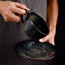 Taza de cerámica con platillo para café 220 ml Taza de 10 cm de diámetro y platillo de 15 cm de diámetro Esglote brillante con un dibujo suavemente 4