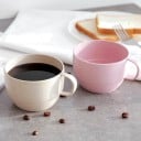 Taza para té y café con asa Volumen aproximadamente 250 ml Material de paja y plástico Superficie suavemente salpicada de puntos Forma ancha 6