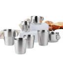 Tazza conica in acciaio inox a doppia parete 300 ml di acciaio inox color argento per bere caffè, tè e bevande a casa 3