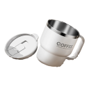 Tazza da caffè in acciaio inox a doppia parete 400 ml con coperchio e manico per bere caffè, tè e bevande a casa e in viaggio 4