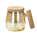 Tazza di miscelazione automatica con frullatore rotante rimovibile 400 ml vetro iridescente a batteria manico di design in legno per miscelare bevande 2