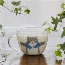 Tazza di vetro con gatto e cane 1