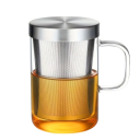 Tazza di vetro con infusore per tè 477 ml 120 x 81 mm vetro borosilicato con filtro in acciaio inox trasparente per la preparazione del tè 2