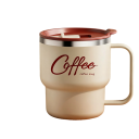 Tazza doppia parete in acciaio inox 400 ml con coperchio e manico per bere caffè, tè e bevande a casa e in viaggio 2