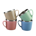 Tazza in acciaio inossidabile con manico 220 ml per caffè tè casa ufficio viaggio riutilizzabile compatta 9