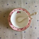 Tazza in ceramica con piattino motivi naturali 2 pezzi 3