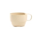 Tazza per tè e caffè con manico Volume circa 250 ml Materiale in paglia e plastica Superficie finemente punteggiata Forma ampia Dimensioni 7 x 1