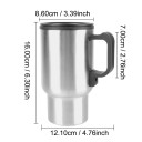 Tazza riscaldante per auto 12V 450 ml 65 °C Acciaio inossidabile 300 W Accendisigari 9 x 16 cm Bollitore elettrico da viaggio 3