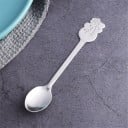 Te-sked med julmotiv på handtagets ände Platt formad dekoration Rostfritt stål Silverfärg Längd 13 cm För te och festligt bord 2