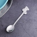 Te-sked med julmotiv på handtagets ände Platt formad dekoration Rostfritt stål Silverfärg Längd 13 cm För te och festligt bord 8