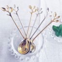 Tea Spoon with Decorative Leaves for Coffee and Tea Handle Ending in a Twig Elegant Design Rounded Bowl Length 12 cm Metal Alloy 3