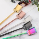Teaspoon Shaped Like a Spade with a Long Handle Square Bowl Shiny Surface Stainless Steel Length 18 cm For Stirring Tea and Other Beverages 8