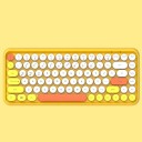 Teclado Bluetooth retro com teclas redondas Teclas Esc e Enter destacadas em cor Disposição inglesa QWERTY Alimentado por pilhas AAA Plástico 1