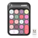 Teclado numérico sem fios para portátil e computador Receptor USB 2,4 GHz Teclas redondas em estilo retro Funciona com pilha AAA 12,9 x 8,9 x 1