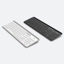 Teclado sem fios com teclas redondas e parte numérica Bluetooth 4.0 e USB 2,4 GHz Liga de alumínio e ABS Alimentação 2x AAA 4