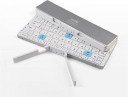 Teclado sem fios dobrável com suporte integrado Bluetooth para 3 dispositivos Dimensões 20,3 x 8,9 cm Liga de alumínio com estojo 2