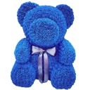 Teddy Bear with Grey Ribbon Made of Artificial Roses Luxury Floral Decoration Handmade Valentine's Gift Romantic Ornament Interior Figure 25 cm 3