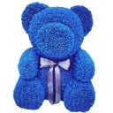Teddy Bear with Grey Ribbon Made of Artificial Roses Luxury Floral Decoration Valentine's Gift 25 cm 3