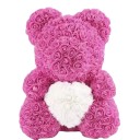 Teddy Bear with Heart Made of Artificial Roses Romantic Gift Valentine's Anniversary Luxury Floral Figurine Handmade Decoration Interior Ornament 25 cm 1