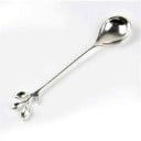 Teelöffel mit dekorativen Blättern für Kaffee und Tee Griff mit einem Zweig abgeschlossen Elegantes Design Abgerundete Schale Länge 12 cm 1