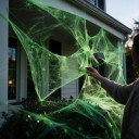 Teia de Halloween Brilhante no Escuro 40 g Carregamento com Luz Solar Branca com Brilho Verde Decoração de Halloween para Interior e Exterior 2
