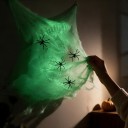 Teia de Halloween Brilhante no Escuro 40 g Carregamento com Luz Solar Branca com Brilho Verde Decoração de Halloween para Interior e Exterior 5