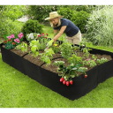 Tekstil dyrkningspose 180 x 90 x 30 cm sort grøntsagspose med 8 celler havebed til dyrkning af tomater, krydderurter, salat, kartofler 3