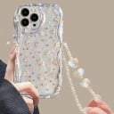 Telefoonhoes Samsung Galaxy S24 met motief en ketting Silikonenhuls voor mobiel Beschermhoes voor Samsung S24 Voor dagelijks gebruik 2