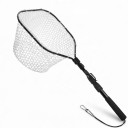 Telescopic Fly Fishing Landing Net 100 cm Folding Head 41.5 x 30.5 cm Rubber Mesh from Monofilament Aluminium Handle Black For Fishing 1