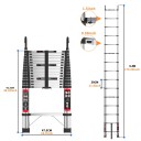 Telescopic Ladder 4.4 m Stainless Steel Folding Design 14 Rungs Load Capacity 150 kg Safety Locks and Hooks 3