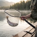 Teleskopische vliegvisnet 100 cm Opvouwbare kop 41,5 x 30,5 cm Rubberen net van monofilament Aluminium handvat Zwart Voor de visserij 2