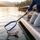 Teleskopisk fiskeunderfang med sammenklappeligt hoved og tre-delt stang 120 cm Fiske net med skumgreb og karabinhage Til fiskeri fra bredden 6