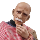 Teljes fejű latex maszk reális férfi arc szürke szakállal haj nélkül Halloweeni jelmez parti farsangi kiegészítő 2