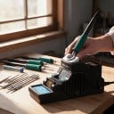 Teljes pájcáló állomás 6,8 x 18 x 11 cm 3 markolattal C115, C210 és C245, valamint 9 heggyel 90–480 °C hőmérséklet-szabályozással és kijelzővel fekete 3