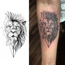 Temporäres, wasserfestes Tattoo, geometrischer Löwe, 14 x 8 cm, Fake-Körpertattoo, stilvolles Löwentattoo, langlebiges temporäres Tattoo für 15 Tage 2