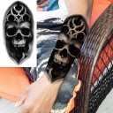 Temporary Waterproof Tattoo 11.5 x 21 cm Skull Dark Realistic Design Lasts Up to 15 Days Easy Application Body Tattoo 2