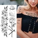Temporary Waterproof Tattoo 9.6 x 19 cm Delicate Floral Pattern Ladies' Body Decoration Stick-On Tattoo for Skin Elegant Design 2