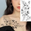 Temporary Waterproof Tattoo 9.6 x 19 cm Delicate Floral Pattern Women's Body Decoration Stick-On Tattoo for Skin Elegant Design 2