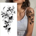 Temporary Waterproof Tattoo 9.6 x 19 cm Delicate Floral Pattern Women's Body Decoration Stick-On Tattoo for Skin Elegant Design 2