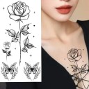 Temporary Waterproof Tattoo 9.6 x 19 cm Delicate Floral Pattern Women's Body Decoration Stick-On Tattoo for Skin Elegant Design 2