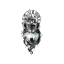 Temporary Waterproof Tattoo Husky and Roman Clock 21 x 11.4 cm Body Art Dog Design Long-Lasting Fake Tattoo 1