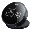 Temporizador de cozinha digital Baseus preto 82 x 33 mm ecrã LED 99 minutos Controlo rotativo 3 níveis de volume Magnético 1