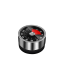 Temporizador mecánico de cocina de 60 minutos, de acero inoxidable, con imán, timbre fuerte, para cocinar y hornear, color negro, blanco 2