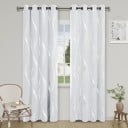 Tenda ampia con motivo ondulato e anelli, 132 x 213 cm, tenda in poliestere per soggiorno, camera da letto e camera degli ospiti 6