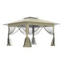 Tenda dobrável com telhado duplo e 4 paredes com mosquiteiro dimensão 4 x 4 m em tecido oxford 210D com proteção UV para jardim e terraço 4