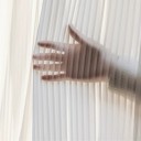 Tenda in chiffon 180x270 cm con passanti e righe bianche in tessuto di lusso per loft, atelier e mansarde 3
