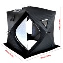 Tenda sauna portatile con finestra e apertura per camino per 3-4 persone 180 x 180 x 200 cm tessuto oxford in poliestere 201T neroe per sauna 2