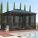 Tenda trasparente in PVC per esterni con occhielli impermeabile e resistente ai raggi UV dimensione 2 x 4 m nera per terrazza veranda e padiglione 3