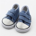 Ténis de cano baixo com velcro para boneca Sapatinhos de tecido com duas tiras e sola branca Tamanho 5 cm Fácil de calçar 6